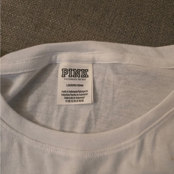 PINK Victoria's Secret White Tee with Gradient Logo - Picture 3 of 3